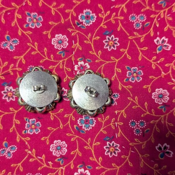 Vintage Estate Statement Earrings Faceted Faux Pearl MCM Round Cluster Gold Tone - Picture 9 of 10